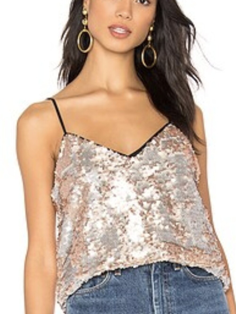 1. State Sequin Cami In Silver Mist Size XS